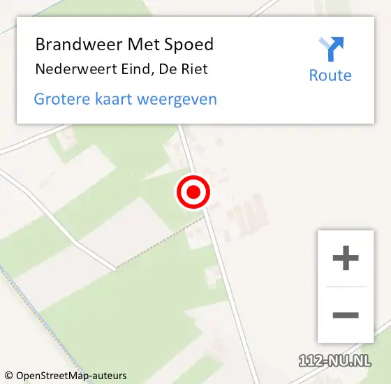 Locatie op kaart van de 112 melding: Brandweer Met Spoed Naar Nederweert Eind, De Riet op 10 augustus 2021 09:32