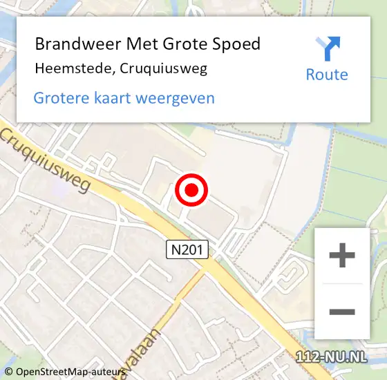 Locatie op kaart van de 112 melding: Brandweer Met Grote Spoed Naar Heemstede, Cruquiusweg op 10 augustus 2021 09:36