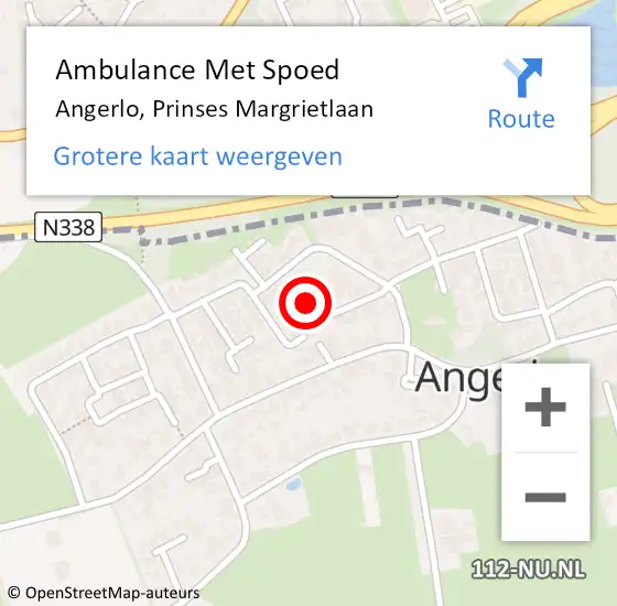 Locatie op kaart van de 112 melding: Ambulance Met Spoed Naar Angerlo, Prinses Margrietlaan op 10 augustus 2021 10:09