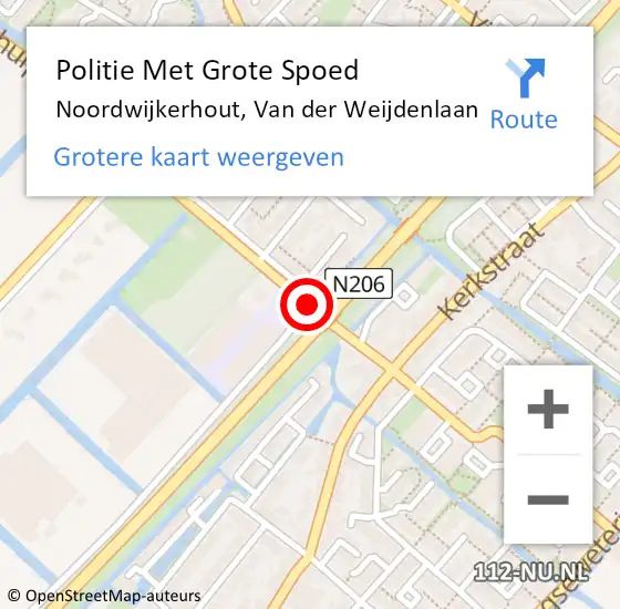 Locatie op kaart van de 112 melding: Politie Met Grote Spoed Naar Noordwijkerhout, Van der Weijdenlaan op 10 augustus 2021 10:36