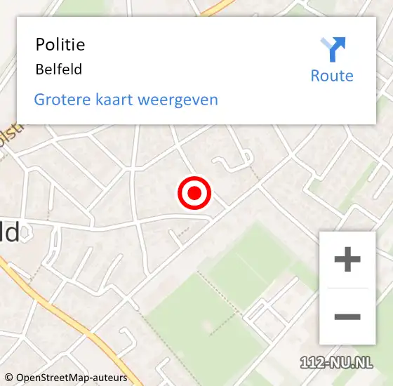 Locatie op kaart van de 112 melding: Politie Belfeld op 10 augustus 2021 10:41