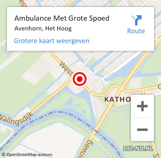 Locatie op kaart van de 112 melding: Ambulance Met Grote Spoed Naar Avenhorn, Het Hoog op 10 augustus 2021 11:02