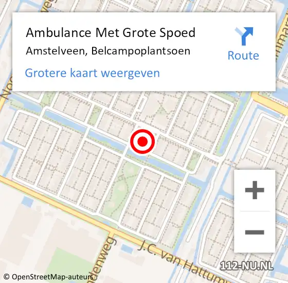 Locatie op kaart van de 112 melding: Ambulance Met Grote Spoed Naar Amstelveen, Belcampoplantsoen op 10 augustus 2021 11:06