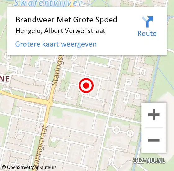 Locatie op kaart van de 112 melding: Brandweer Met Grote Spoed Naar Hengelo, Albert Verweijstraat op 10 augustus 2021 11:11