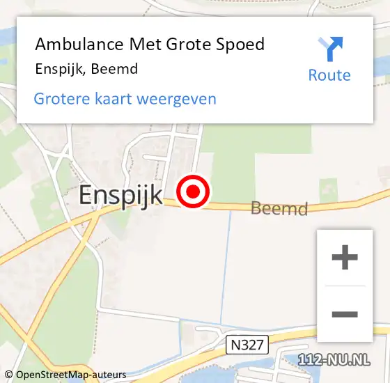 Locatie op kaart van de 112 melding: Ambulance Met Grote Spoed Naar Enspijk, Beemd op 10 augustus 2021 11:24