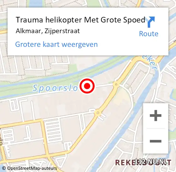 Locatie op kaart van de 112 melding: Trauma helikopter Met Grote Spoed Naar Alkmaar, Zijperstraat op 10 augustus 2021 11:28