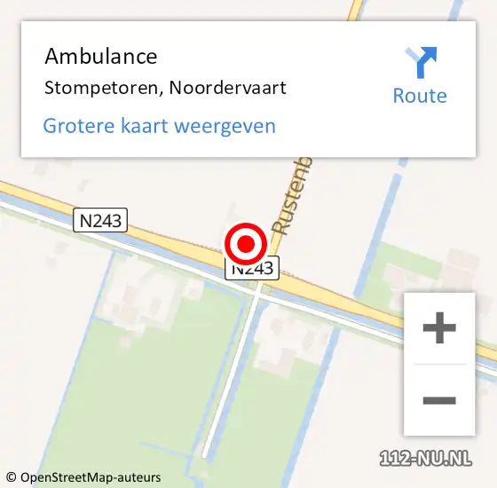 Locatie op kaart van de 112 melding: Ambulance Stompetoren, Noordervaart op 10 augustus 2021 11:39