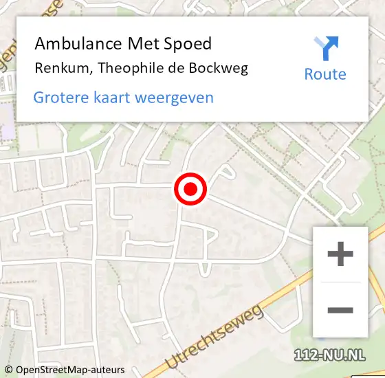 Locatie op kaart van de 112 melding: Ambulance Met Spoed Naar Renkum, Theophile de Bockweg op 10 augustus 2021 11:40