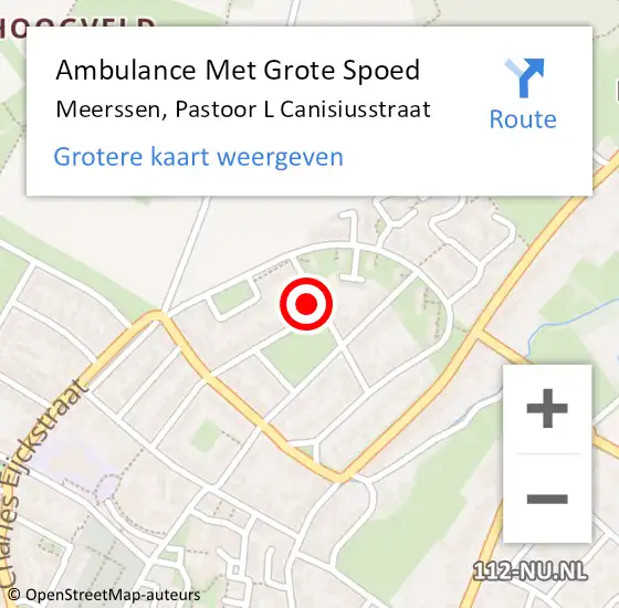 Locatie op kaart van de 112 melding: Ambulance Met Grote Spoed Naar Meerssen, Pastoor L Canisiusstraat op 5 oktober 2013 15:12