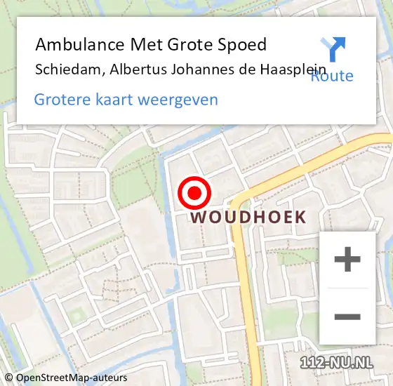 Locatie op kaart van de 112 melding: Ambulance Met Grote Spoed Naar Schiedam, Albertus Johannes de Haasplein op 10 augustus 2021 11:54