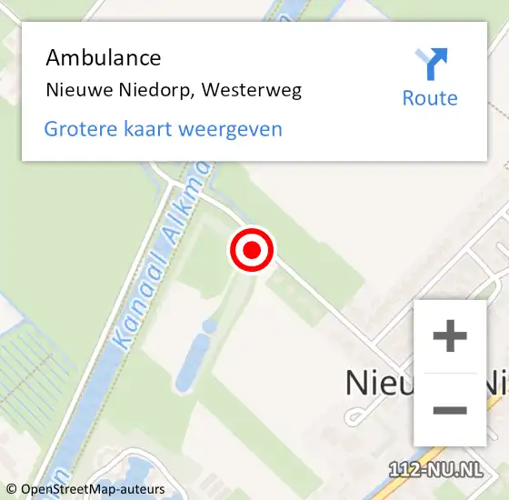 Locatie op kaart van de 112 melding: Ambulance Nieuwe Niedorp, Westerweg op 10 augustus 2021 12:01