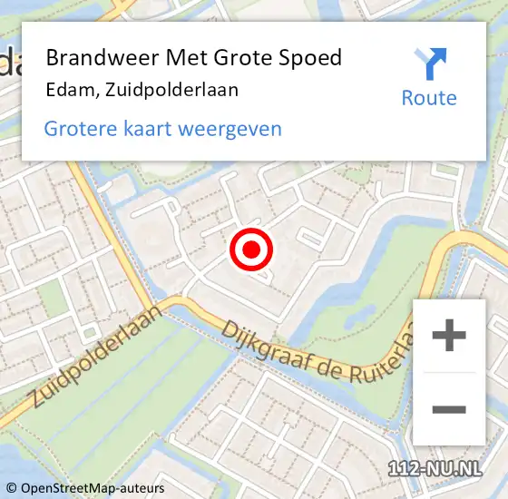 Locatie op kaart van de 112 melding: Brandweer Met Grote Spoed Naar Edam, Zuidpolderlaan op 8 september 2013 15:20