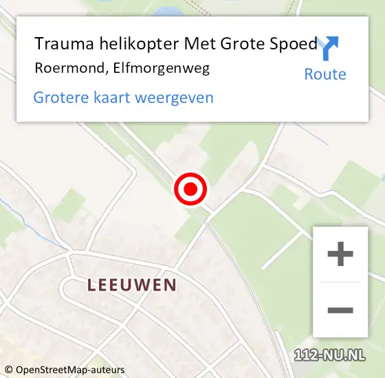 Locatie op kaart van de 112 melding: Trauma helikopter Met Grote Spoed Naar Roermond, Elfmorgenweg op 10 augustus 2021 12:45