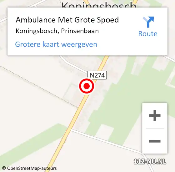 Locatie op kaart van de 112 melding: Ambulance Met Grote Spoed Naar Koningsbosch, Prinsenbaan op 19 juni 2014 10:39