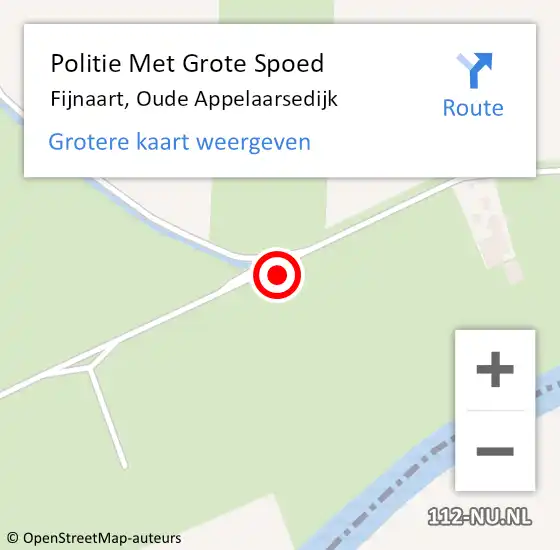 Locatie op kaart van de 112 melding: Politie Met Grote Spoed Naar Fijnaart, Oude Appelaarsedijk op 10 augustus 2021 13:21