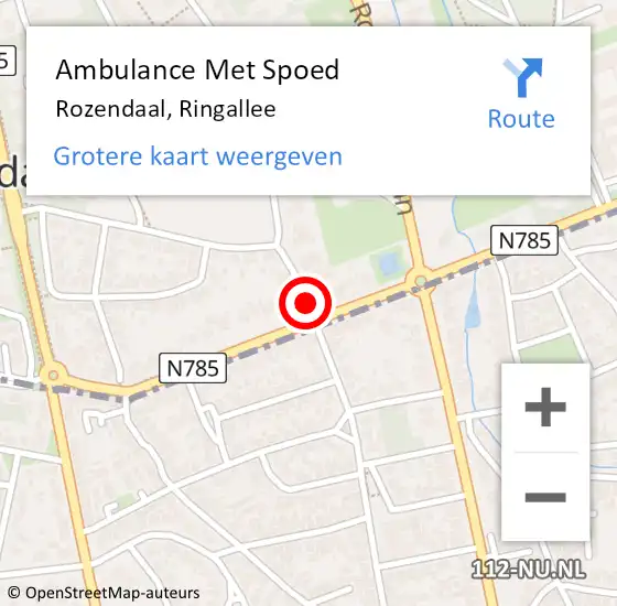 Locatie op kaart van de 112 melding: Ambulance Met Spoed Naar Rozendaal, Ringallee op 10 augustus 2021 13:30