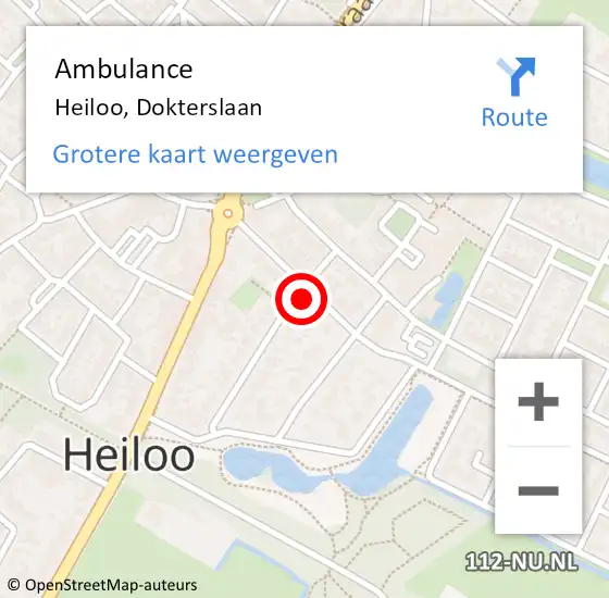 Locatie op kaart van de 112 melding: Ambulance Heiloo, Dokterslaan op 10 augustus 2021 13:51