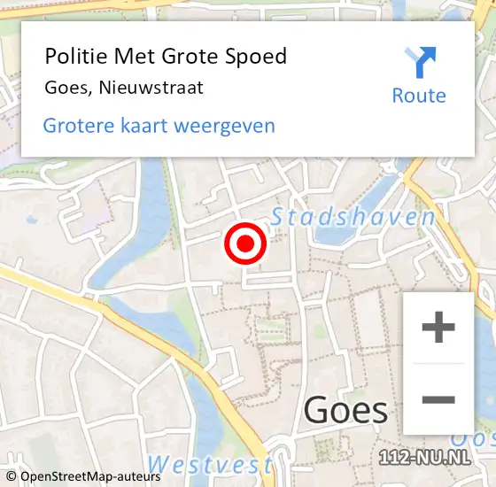 Locatie op kaart van de 112 melding: Politie Met Grote Spoed Naar Goes, Nieuwstraat op 10 augustus 2021 13:59