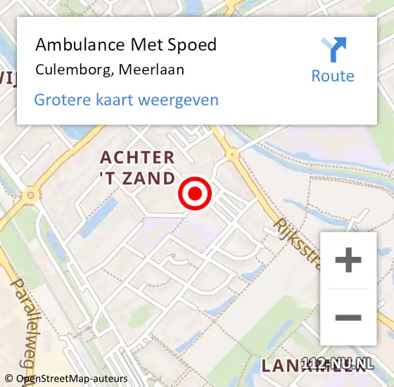 Locatie op kaart van de 112 melding: Ambulance Met Spoed Naar Culemborg, Meerlaan op 10 augustus 2021 14:14