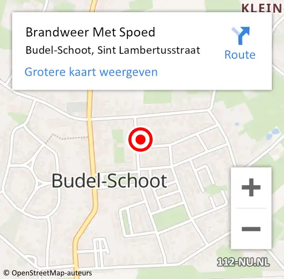 Locatie op kaart van de 112 melding: Brandweer Met Spoed Naar Budel-Schoot, Sint Lambertusstraat op 10 augustus 2021 14:31