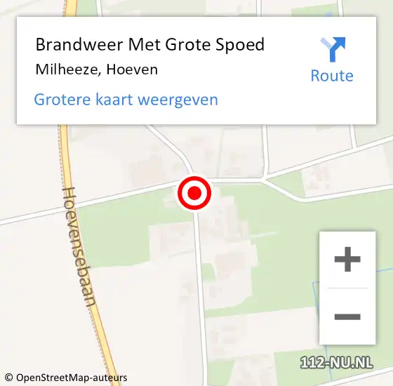 Locatie op kaart van de 112 melding: Brandweer Met Grote Spoed Naar Milheeze, Hoeven op 10 augustus 2021 14:31