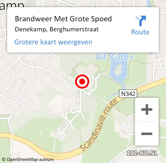 Locatie op kaart van de 112 melding: Brandweer Met Grote Spoed Naar Denekamp, Berghumerstraat op 10 augustus 2021 14:39