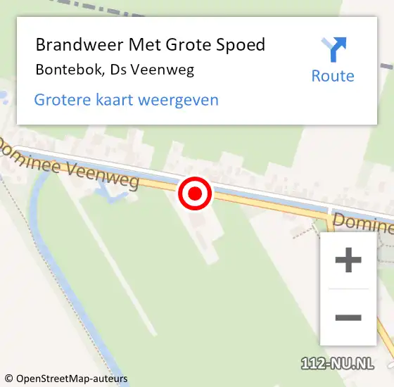 Locatie op kaart van de 112 melding: Brandweer Met Grote Spoed Naar Bontebok, Ds Veenweg op 19 juni 2014 10:53
