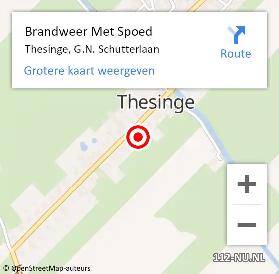 Locatie op kaart van de 112 melding: Brandweer Met Spoed Naar Thesinge, G.N. Schutterlaan op 10 augustus 2021 15:49