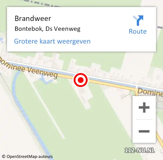 Locatie op kaart van de 112 melding: Brandweer Bontebok, Ds Veenweg op 19 juni 2014 10:56