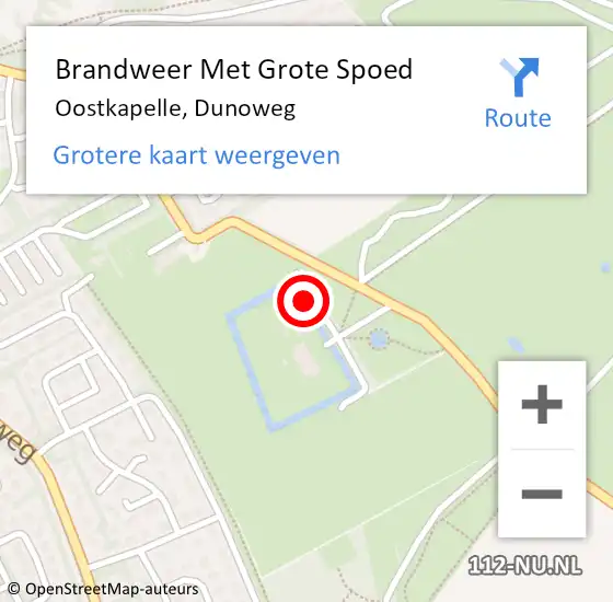 Locatie op kaart van de 112 melding: Brandweer Met Grote Spoed Naar Oostkapelle, Dunoweg op 10 augustus 2021 16:13