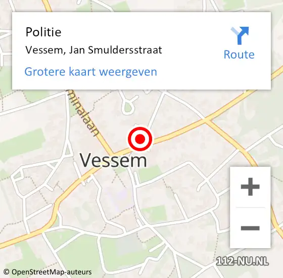 Locatie op kaart van de 112 melding: Politie Vessem, Jan Smuldersstraat op 10 augustus 2021 16:13