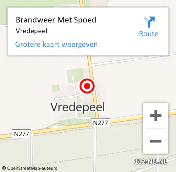 Locatie op kaart van de 112 melding: Brandweer Met Spoed Naar Vredepeel op 10 augustus 2021 16:29