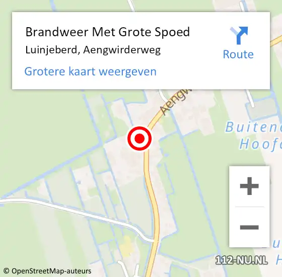 Locatie op kaart van de 112 melding: Brandweer Met Grote Spoed Naar Luinjeberd, Aengwirderweg op 10 augustus 2021 16:31