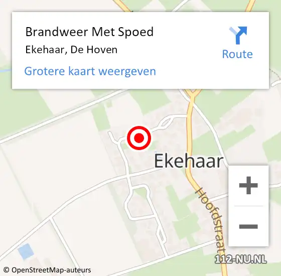 Locatie op kaart van de 112 melding: Brandweer Met Spoed Naar Ekehaar, De Hoven op 10 augustus 2021 17:10