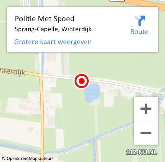 Locatie op kaart van de 112 melding: Politie Met Spoed Naar Sprang-Capelle, Winterdijk op 10 augustus 2021 17:13