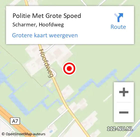 Locatie op kaart van de 112 melding: Politie Met Grote Spoed Naar Scharmer, Hoofdweg op 10 augustus 2021 17:59