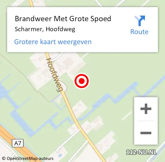 Locatie op kaart van de 112 melding: Brandweer Met Grote Spoed Naar Scharmer, Hoofdweg op 10 augustus 2021 18:00