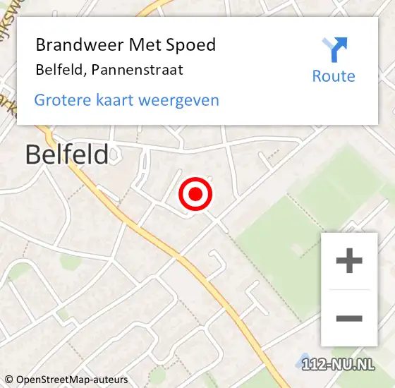 Locatie op kaart van de 112 melding: Brandweer Met Spoed Naar Belfeld, Pannenstraat op 10 augustus 2021 18:08