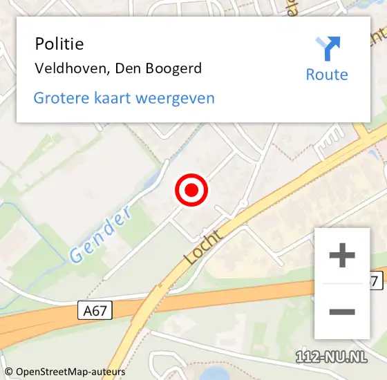 Locatie op kaart van de 112 melding: Politie Veldhoven, Den Boogerd op 10 augustus 2021 18:27