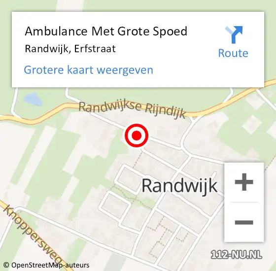 Locatie op kaart van de 112 melding: Ambulance Met Grote Spoed Naar Randwijk, Erfstraat op 10 augustus 2021 19:11