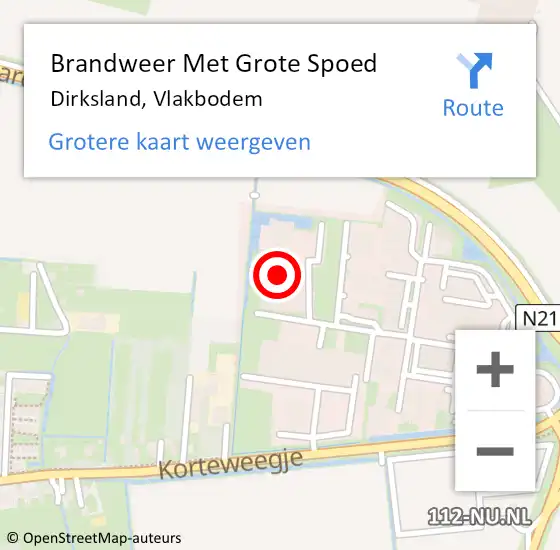 Locatie op kaart van de 112 melding: Brandweer Met Grote Spoed Naar Dirksland, Vlakbodem op 19 juni 2014 11:19