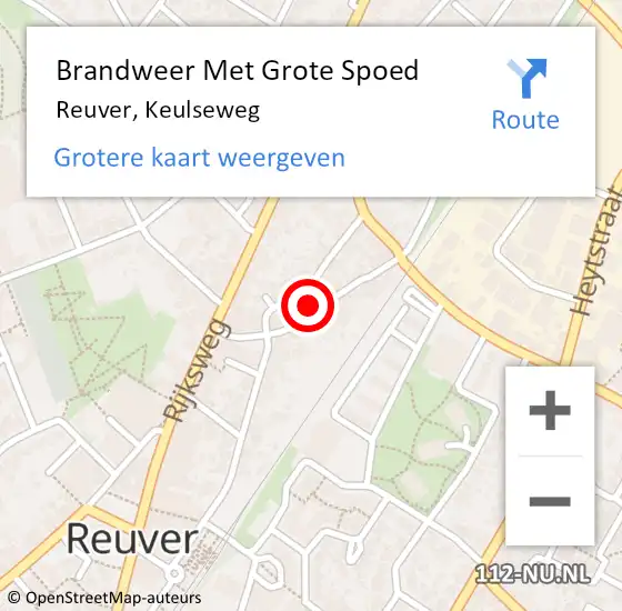 Locatie op kaart van de 112 melding: Brandweer Met Grote Spoed Naar Reuver, Keulseweg op 10 augustus 2021 19:32