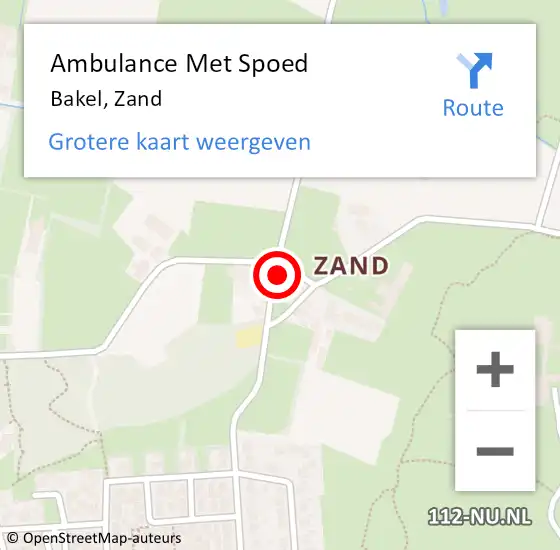 Locatie op kaart van de 112 melding: Ambulance Met Spoed Naar Bakel, Zand op 10 augustus 2021 19:57