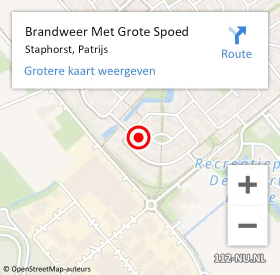 Locatie op kaart van de 112 melding: Brandweer Met Grote Spoed Naar Staphorst, Patrijs op 10 augustus 2021 20:14