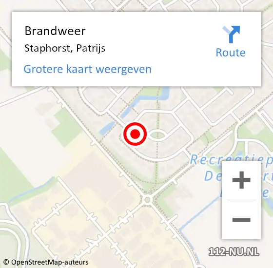 Locatie op kaart van de 112 melding: Brandweer Staphorst, Patrijs op 10 augustus 2021 20:16