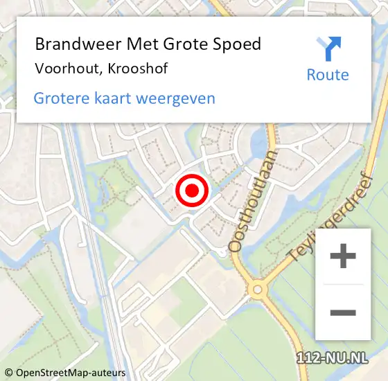 Locatie op kaart van de 112 melding: Brandweer Met Grote Spoed Naar Voorhout, Krooshof op 10 augustus 2021 20:27