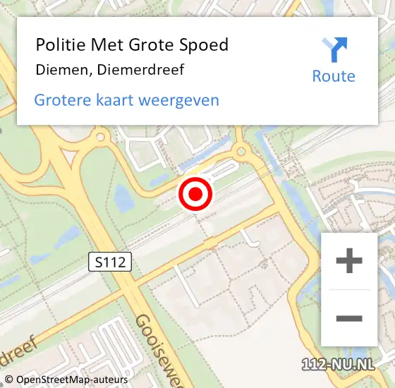 Locatie op kaart van de 112 melding: Politie Met Grote Spoed Naar Diemen, Diemerdreef op 10 augustus 2021 20:34