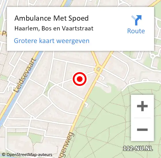 Locatie op kaart van de 112 melding: Ambulance Met Spoed Naar Haarlem, Bos en Vaartstraat op 10 augustus 2021 20:52