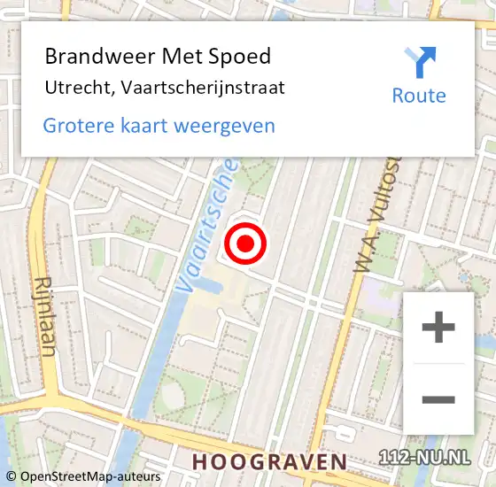 Locatie op kaart van de 112 melding: Brandweer Met Spoed Naar Utrecht, Vaartscherijnstraat op 10 augustus 2021 20:57