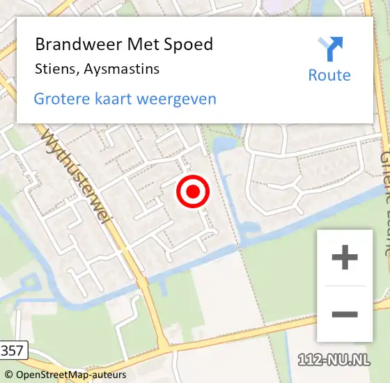 Locatie op kaart van de 112 melding: Brandweer Met Spoed Naar Stiens, Aysmastins op 10 augustus 2021 21:32